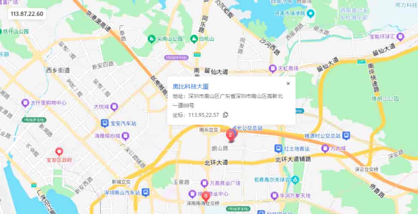 奥比科技大厦地理位置示意图