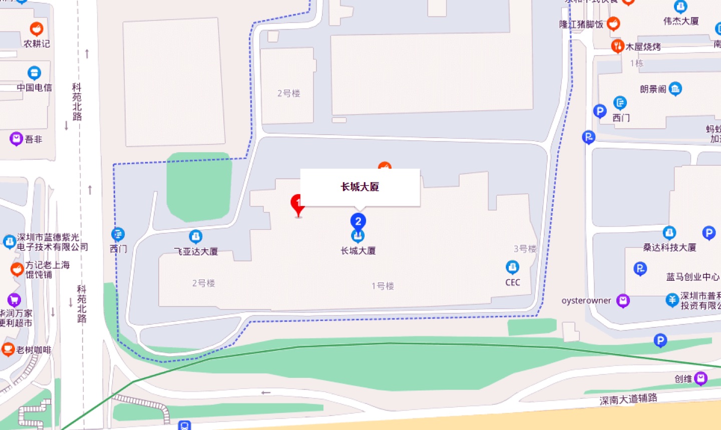 长城计算机大厦地理位置示意图
