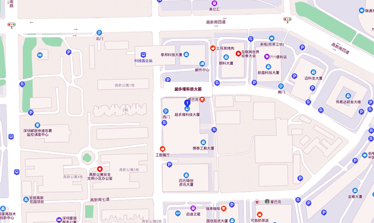 超多维科技大厦地理位置示意图