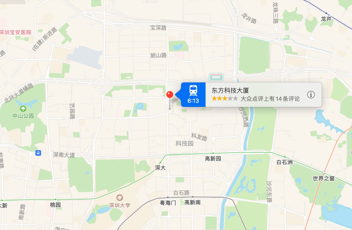 东方科技大厦地理位置示意图
