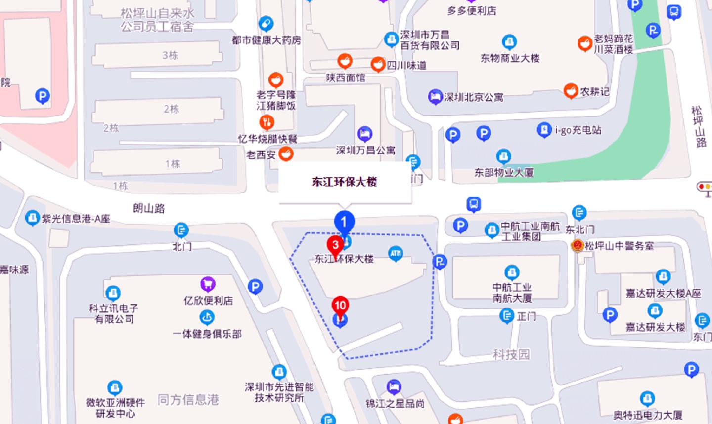东江环保大厦地理位置示意图