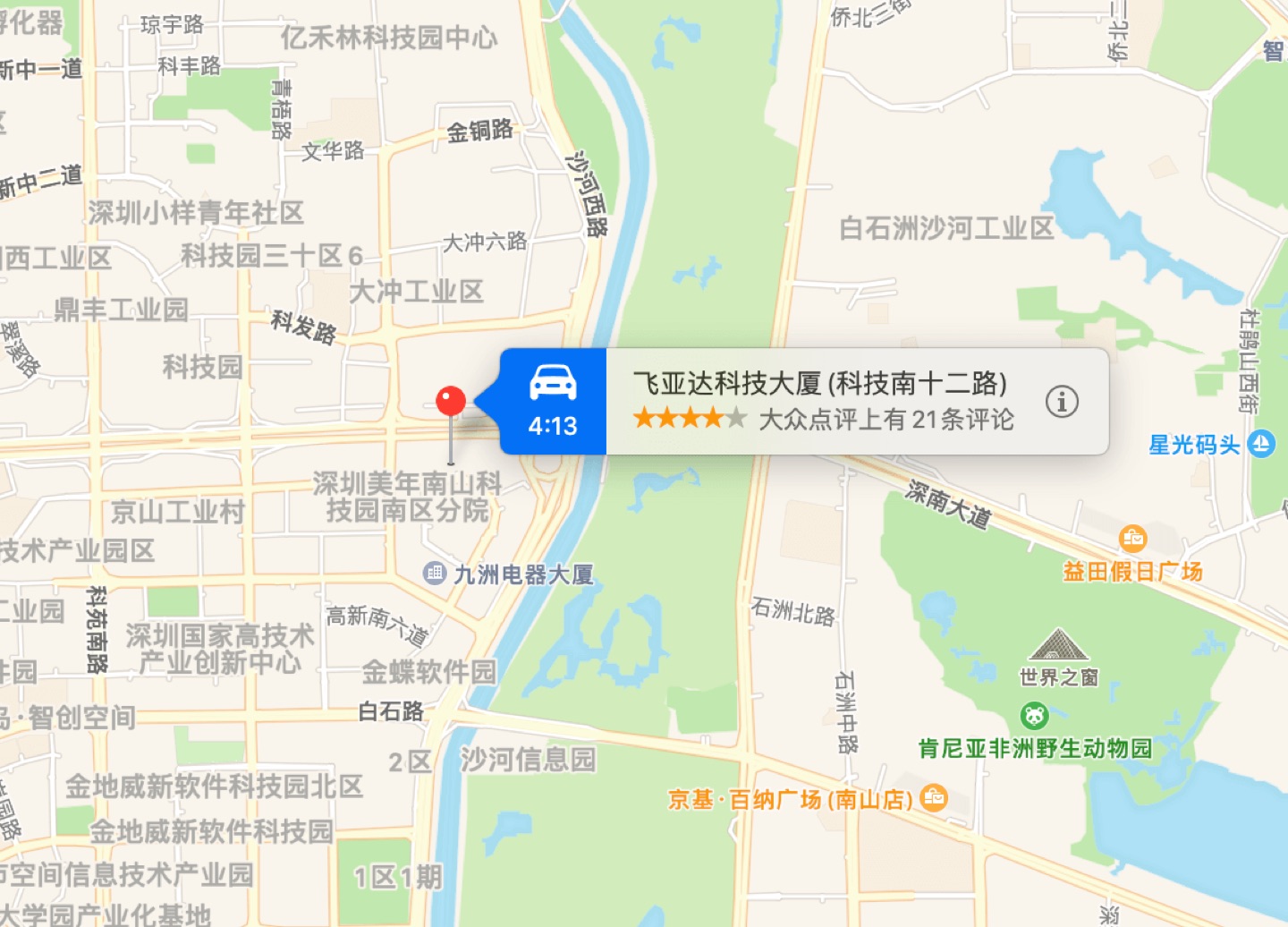 飞亚达科技大厦地理位置示意图