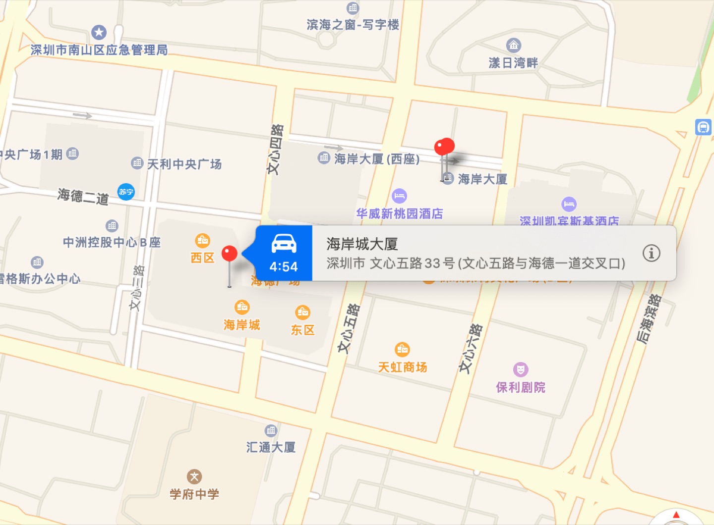 海岸城地理位置示意图