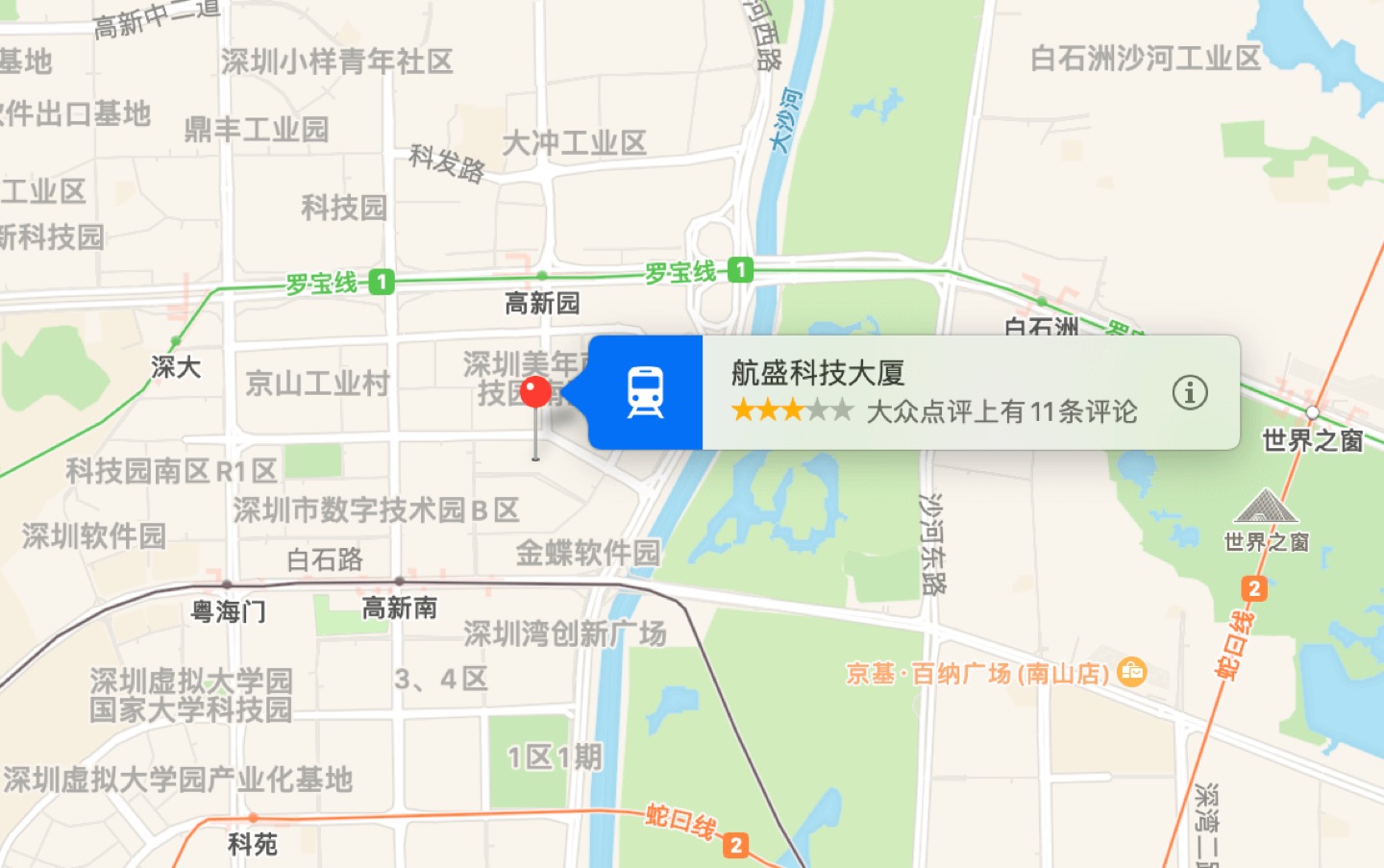 航盛科技大厦地理位置示意图