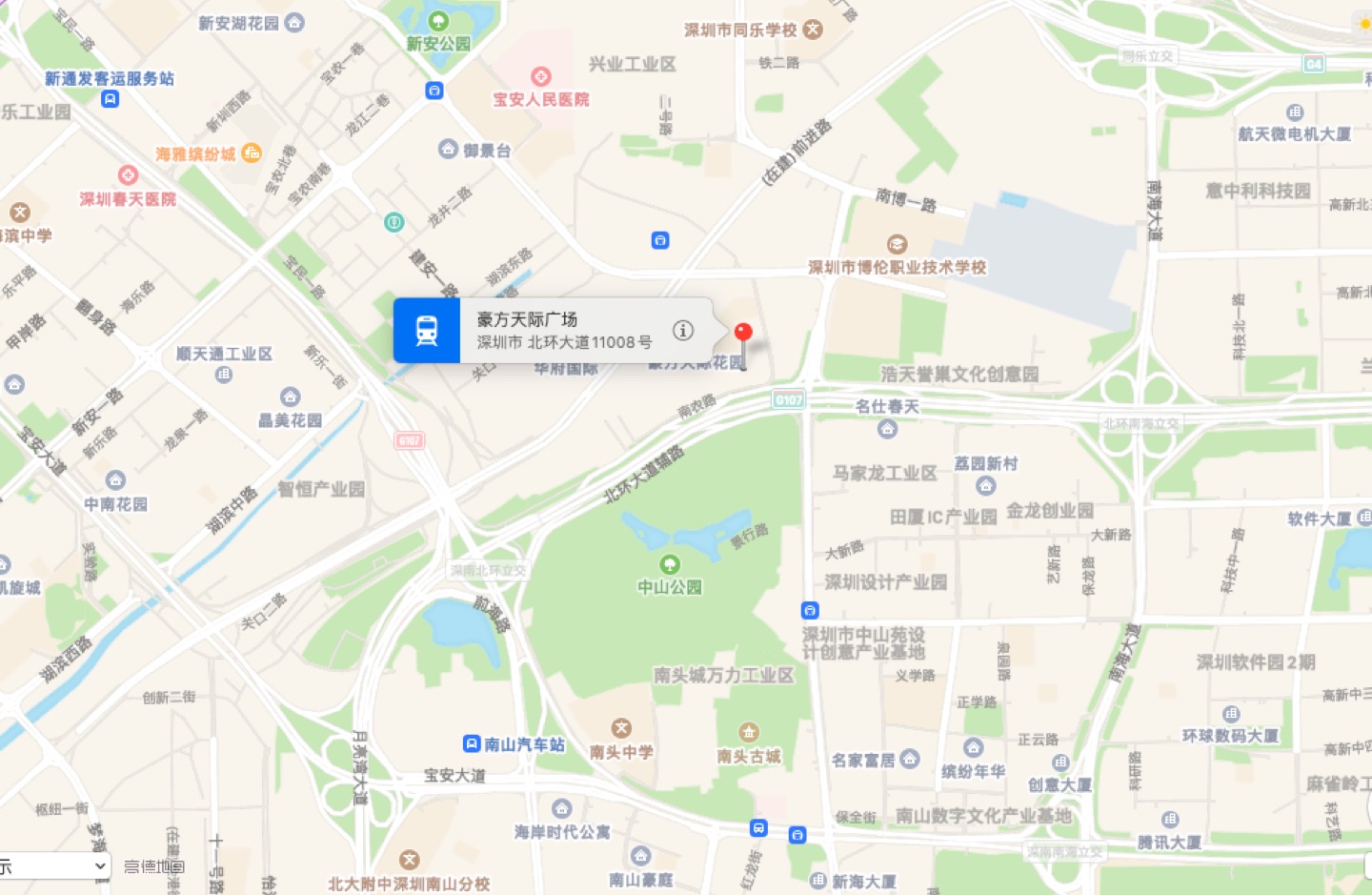豪方天际广场地理位置示意图